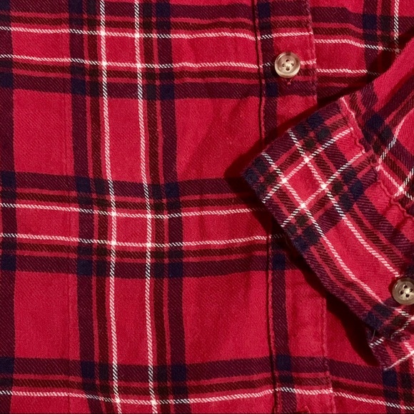 Red Plaid Long Sleeve Flannel Shirt - Picture 3 of 4